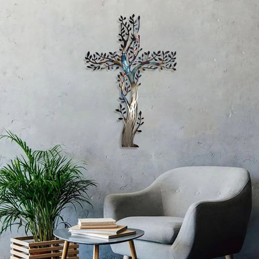 Flourishing Cross Metal Wall Art: Growth & Grace in Every Branch