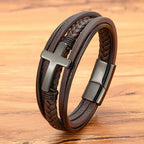 Christianartworkshop Braided Cross Leather Bracelet: Steady Grace for Everyday Wrists - Brown & Black Cross - 9.1''/23cm - image 10