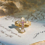 Central Cross Motif Ring with Cubic Zirconia Accents: Carry His Care in Daily Wear