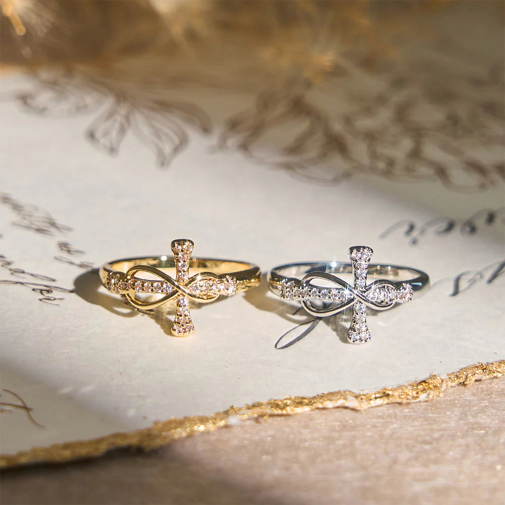 Golden/Silver Mobius Cross Ring: Carry His Grace in Daily Wear