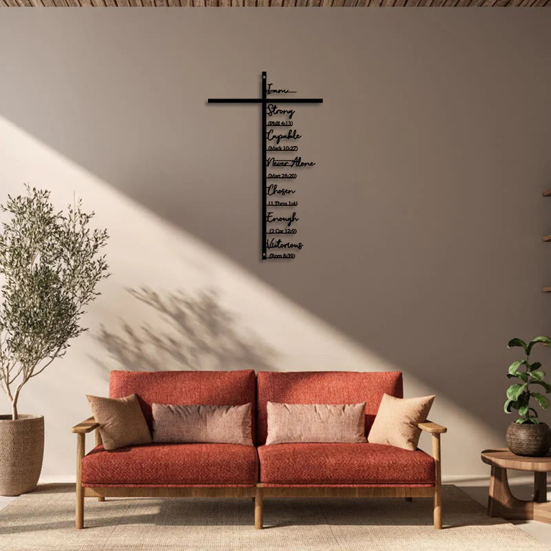 Biblical Verse Cross Metal Wall Decor: Daily Faith Reminder