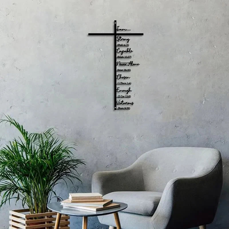 Biblical Verse Cross Metal Wall Decor: Daily Faith Reminder