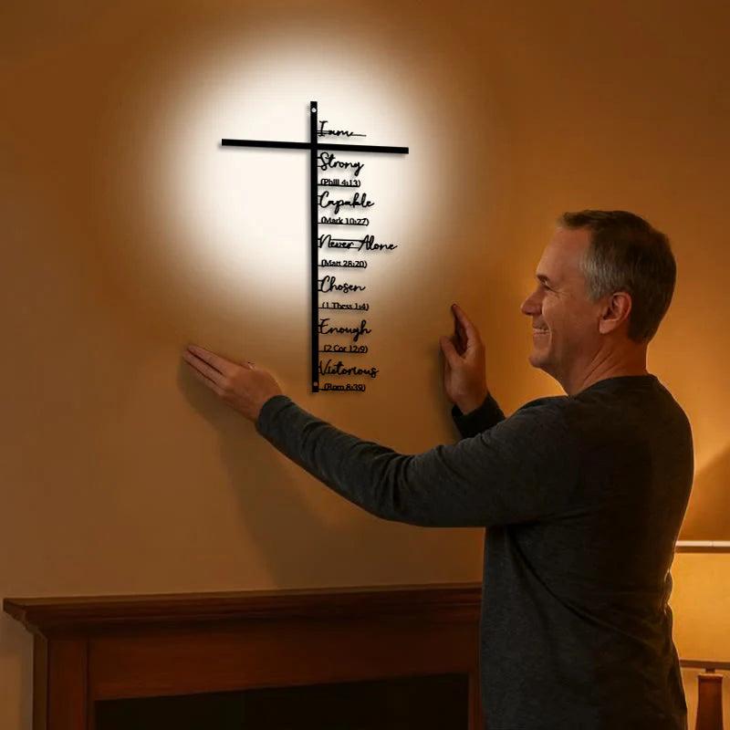 Biblical Verse Cross Metal Wall Decor: Daily Faith Reminder