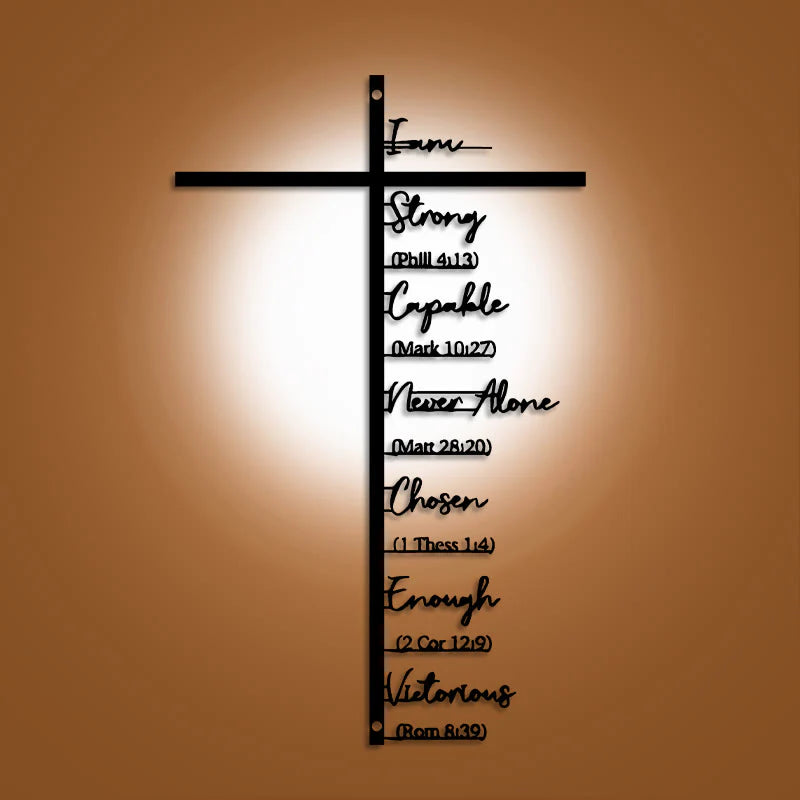 Biblical Verse Cross Metal Wall Decor: Daily Faith Reminder