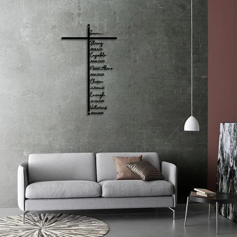 Biblical Verse Cross Metal Wall Decor: Daily Faith Reminder