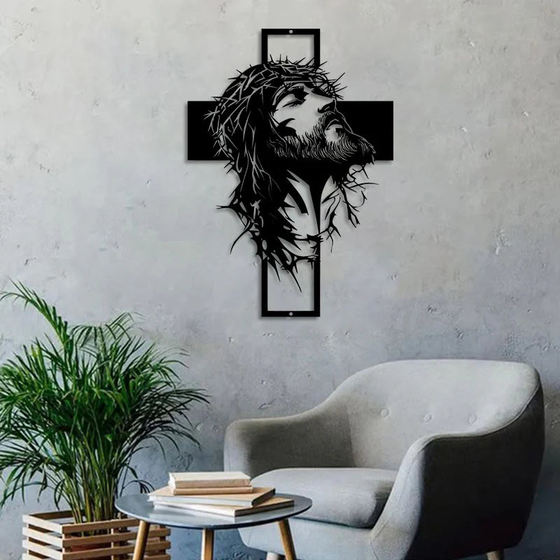Crown of Thorns Jesus Cross Metal Wall Decor: Heartfelt Faith Statement