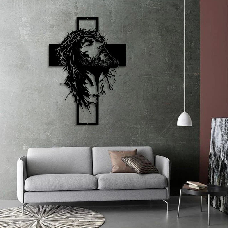 Crown of Thorns Jesus Cross Metal Wall Decor: Heartfelt Faith Statement