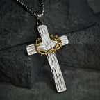 Modern Style Jesus Crown Of Thorns Cross Sacred Protection Pendant Necklace