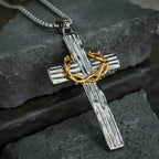 Modern Style Jesus Crown Of Thorns Cross Sacred Protection Pendant Necklace