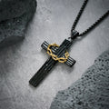 Modern Style Jesus Crown Of Thorns Cross Sacred Protection Pendant Necklace