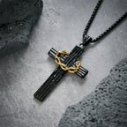 Modern Style Jesus Crown Of Thorns Cross Sacred Protection Pendant Necklace