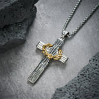 Modern Style Jesus Crown Of Thorns Cross Sacred Protection Pendant Necklace