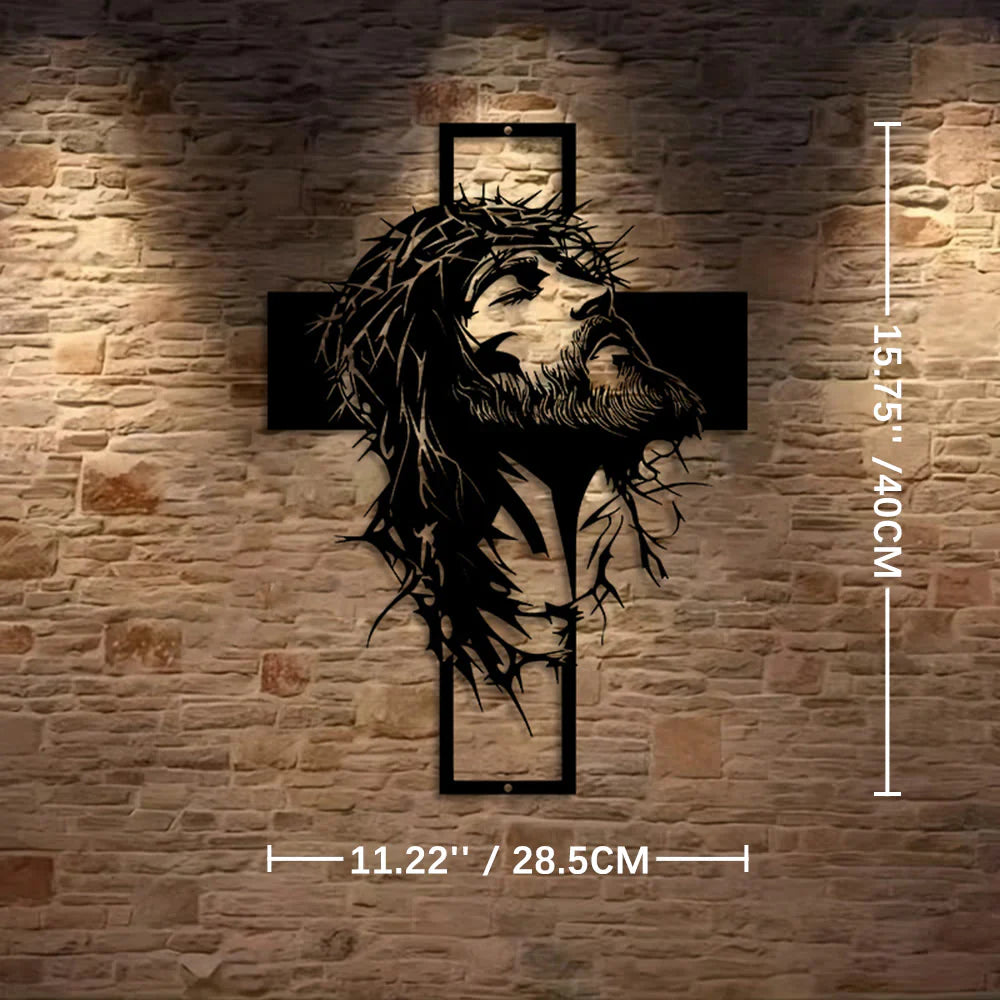 Crown of Thorns Jesus Cross Metal Wall Decor: Heartfelt Faith Statement