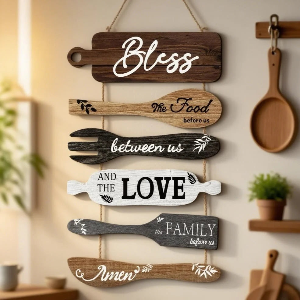 Four-Style Rustic Wooden Blessing Wall Art: A Symbol of Familial Faith & Fellowship