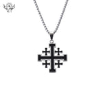 Hip-hop Style Jerusalem Cross Titanium Steel Pendant Necklace