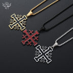 Hip-hop Style Jerusalem Cross Titanium Steel Pendant Necklace