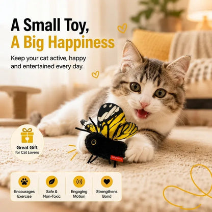 🐈Interactive Electric Butterfly Cat Toy with Fluttering Wings - USB Rechargeable Flapping Motion Kitten Toy with Door Hanging Strap & Teaser Attachment - Soft Plush Indoor Cat Exercise Toy 💖