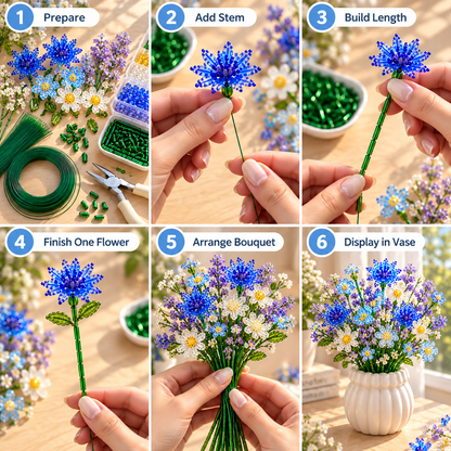 ✨DIY Beaded Wildflower Bouquet Kit – Handmade Crystal Flower Craft Set🌸✨