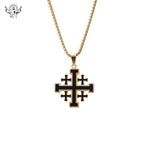Hip-hop Style Jerusalem Cross Titanium Steel Pendant Necklace
