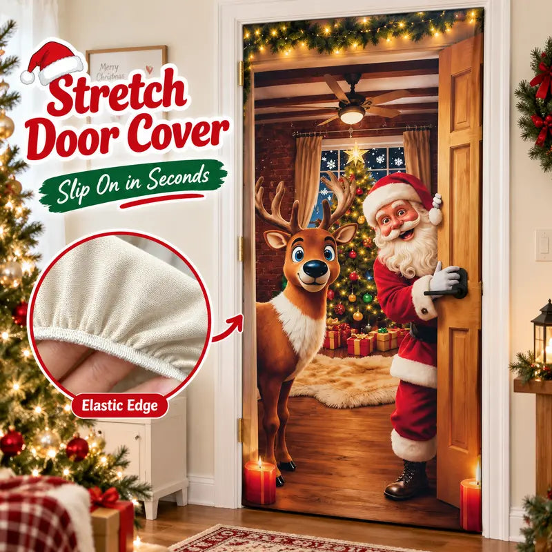 🎄 Christmas Door Makeover Cover Transform Your Front Door Into A Magical Holiday Entrance In Seconds(78.7 × 35.4in)