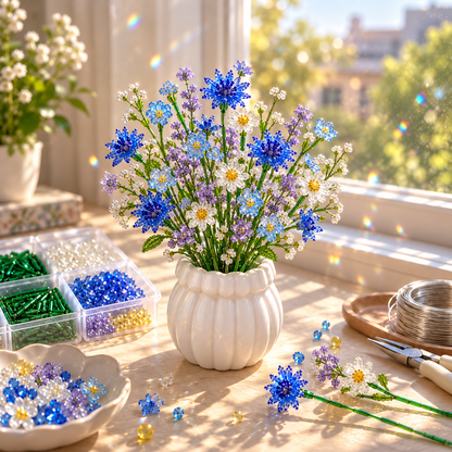 ✨DIY Beaded Wildflower Bouquet Kit – Handmade Crystal Flower Craft Set🌸✨