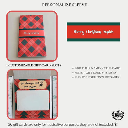 Personalized Waterfall Christmas Gift Card Booklet | Handmade Holder for 4 Gift Cards