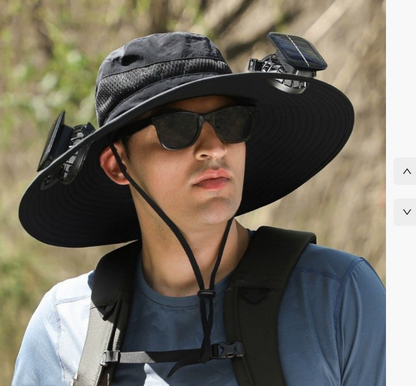 Long Lasting Battery High Wind Solar Fan Fisherman Hat for Men