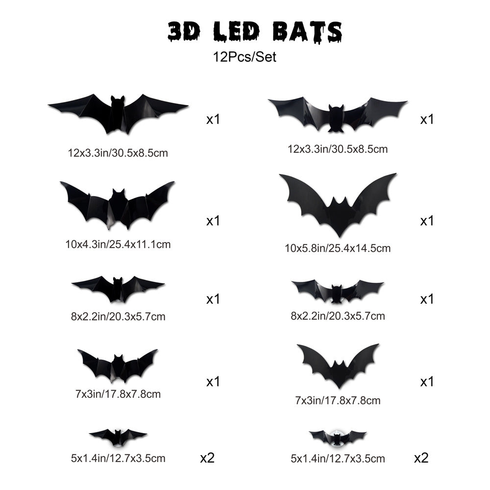 Halloween Bat Wall Lights（1 set of 12）