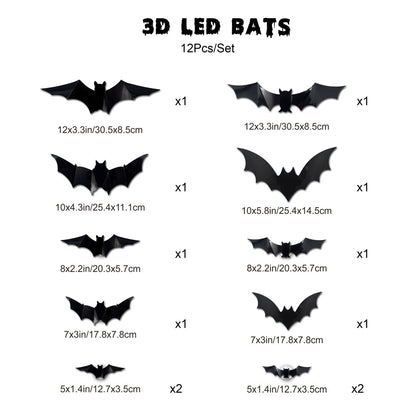 Halloween Bat Wall Lights（1 set of 12）