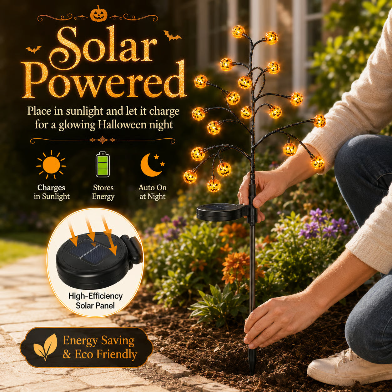 Solar Pumpkin Stake Lights