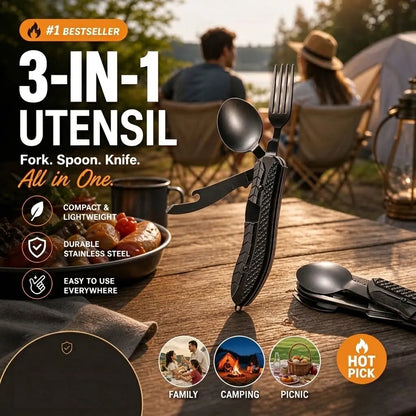 🏕️3-In-1 Outdoor Folding Multifunctional Tableware