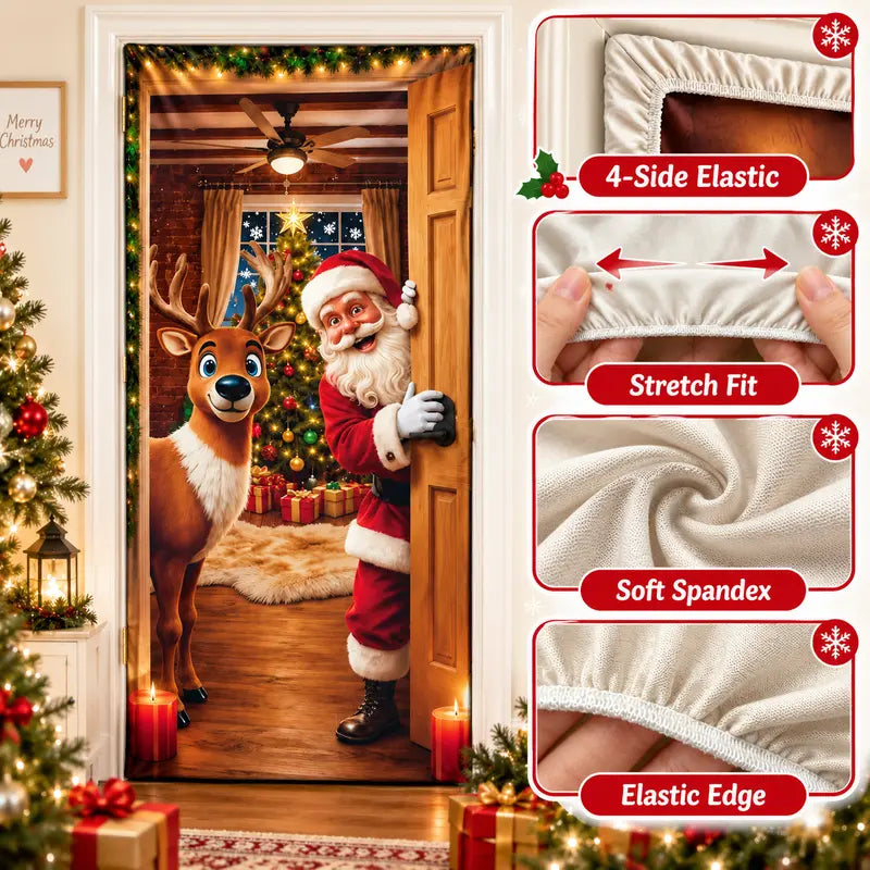 🎄 Christmas Door Makeover Cover Transform Your Front Door Into A Magical Holiday Entrance In Seconds(78.7 × 35.4in)