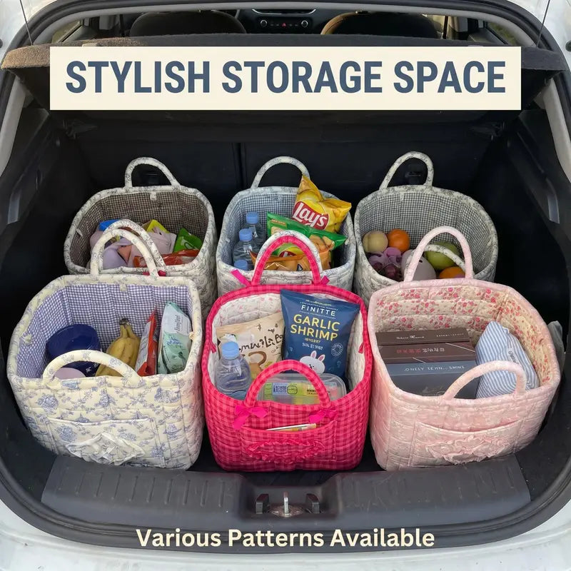 🔥 Machine Washable Floral Car Storage Basket  🌸📦