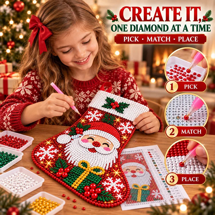 DIY Diamond Painting Christmas Stocking