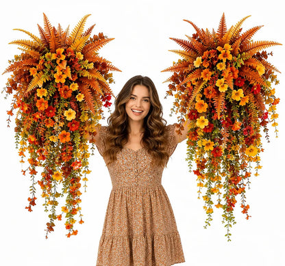 🍂🍁 ARTIFICIAL FALL HARVEST HANGING BASKET
