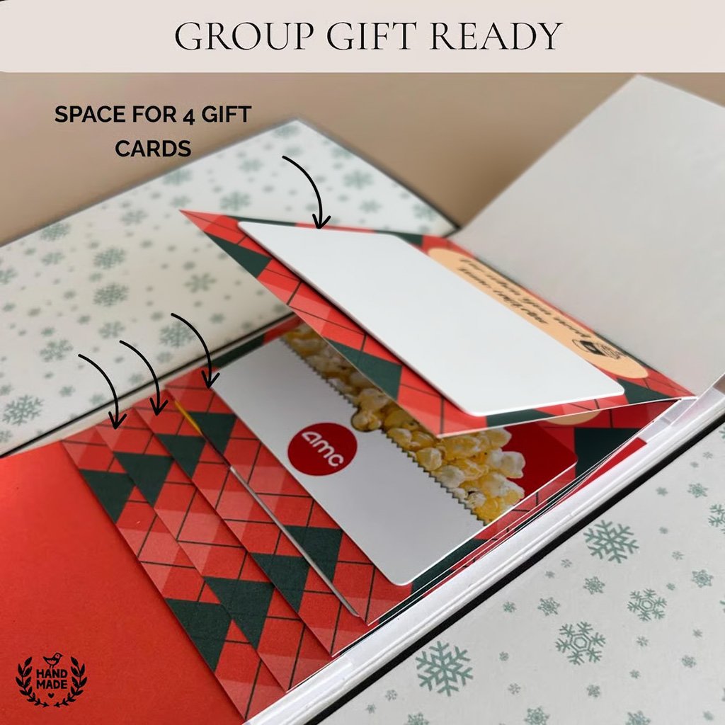 Personalized Waterfall Christmas Gift Card Booklet | Handmade Holder for 4 Gift Cards