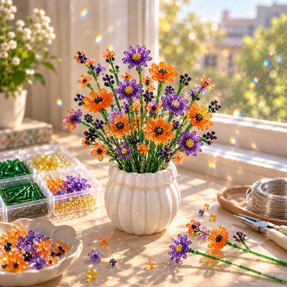 ✨DIY Beaded Wildflower Bouquet Kit – Handmade Crystal Flower Craft Set🌸✨