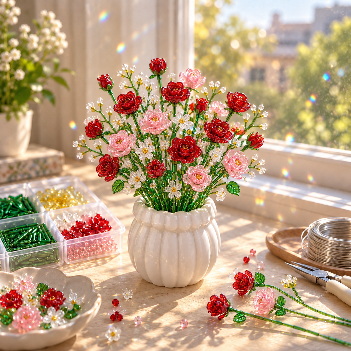 ✨DIY Beaded Wildflower Bouquet Kit – Handmade Crystal Flower Craft Set🌸✨