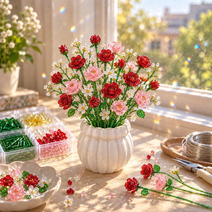 ✨DIY Beaded Wildflower Bouquet Kit – Handmade Crystal Flower Craft Set🌸✨