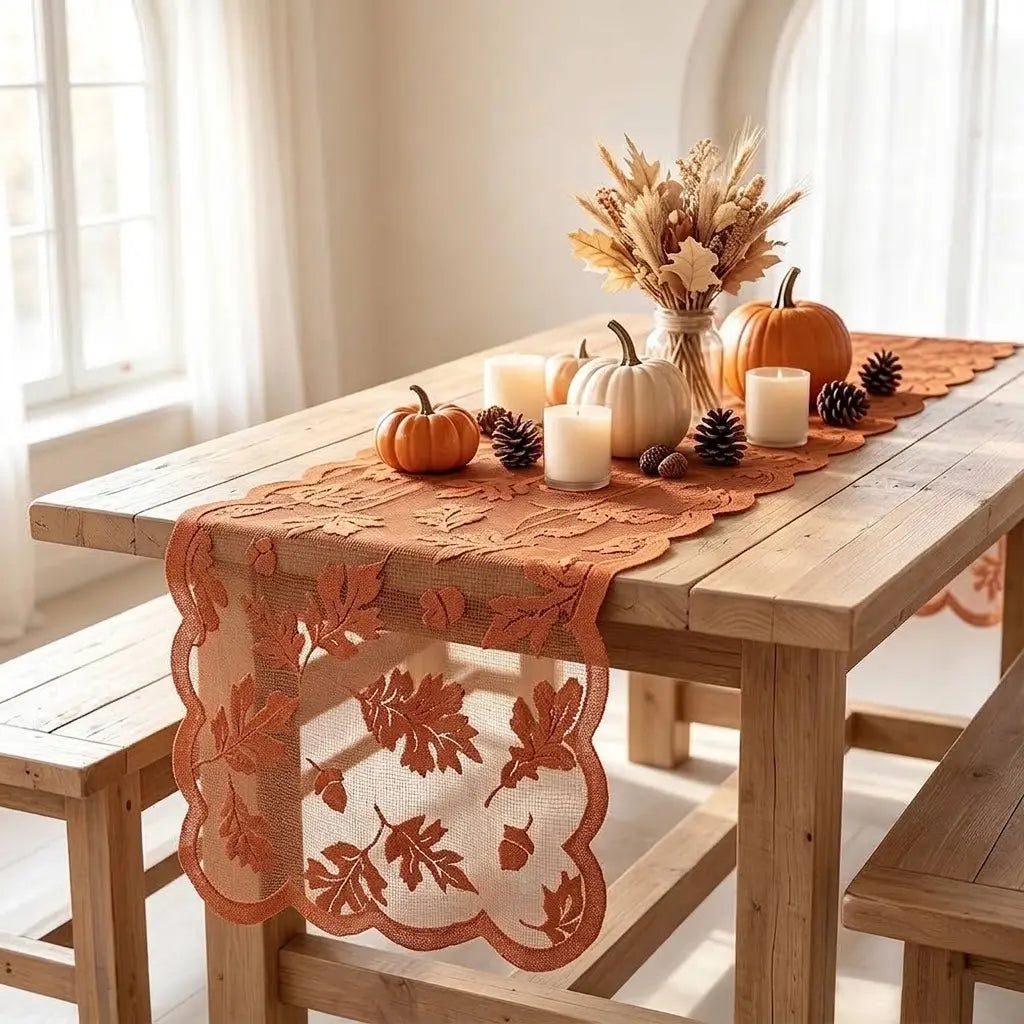 Maple Leaf Lace Fall Table Runner(14 × 70 in)