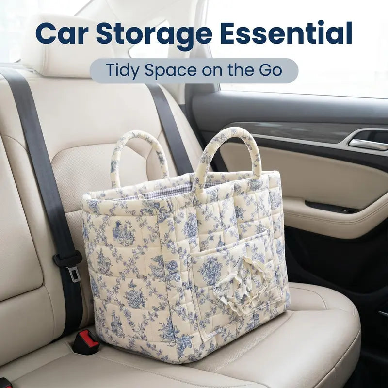 🔥 Machine Washable Floral Car Storage Basket  🌸📦