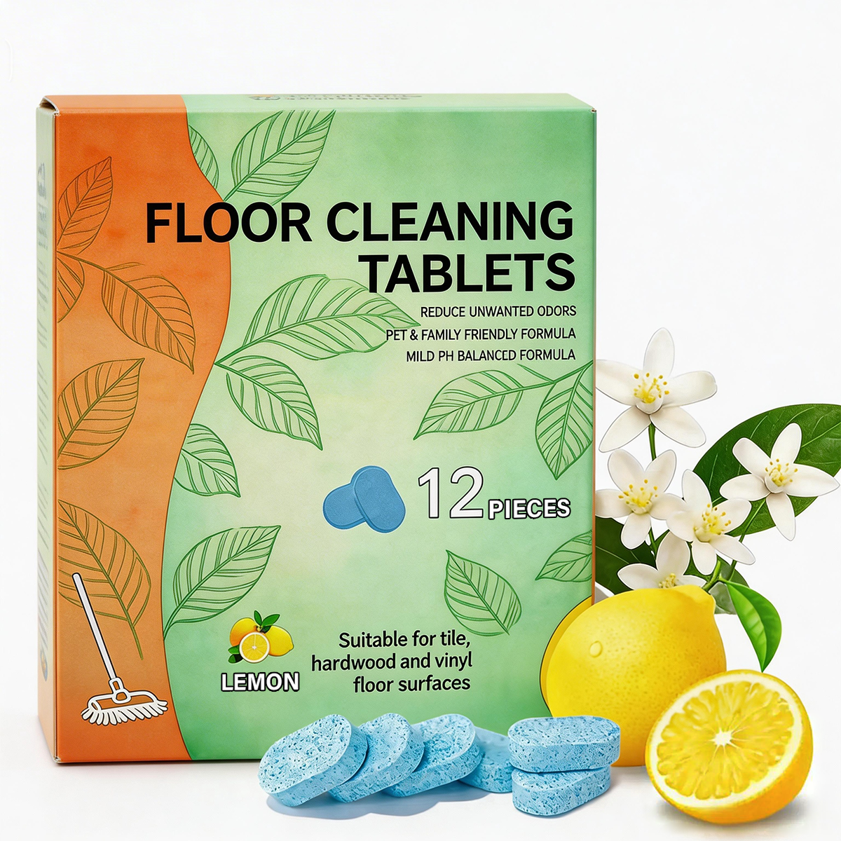 ShineDrop Pro Lemon pH-Neutral Multi-Surface Floor Cleaning Tablets