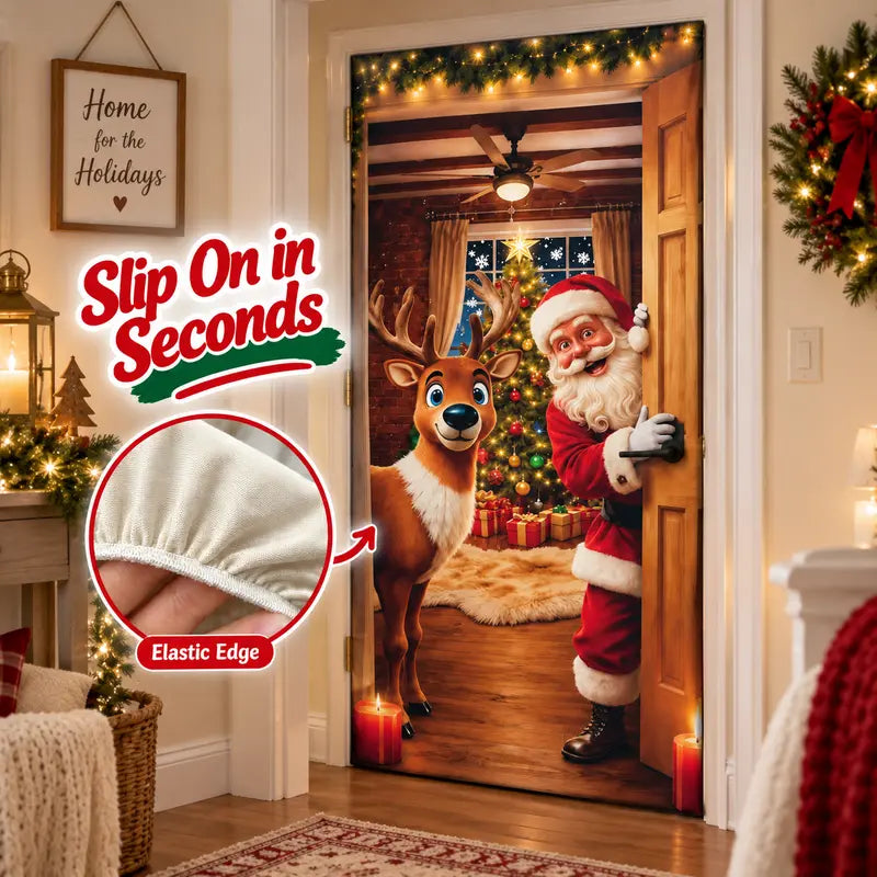 🎄 Christmas Door Makeover Cover Transform Your Front Door Into A Magical Holiday Entrance In Seconds(78.7 × 35.4in)