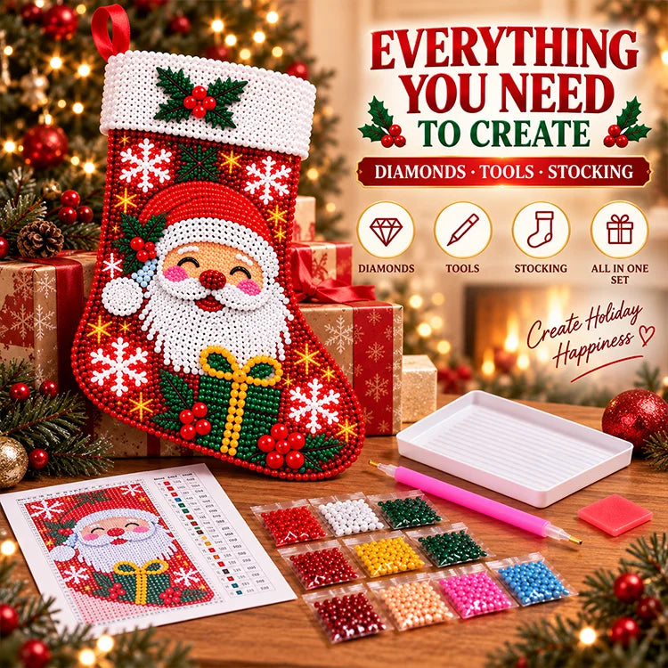 DIY Diamond Painting Christmas Stocking
