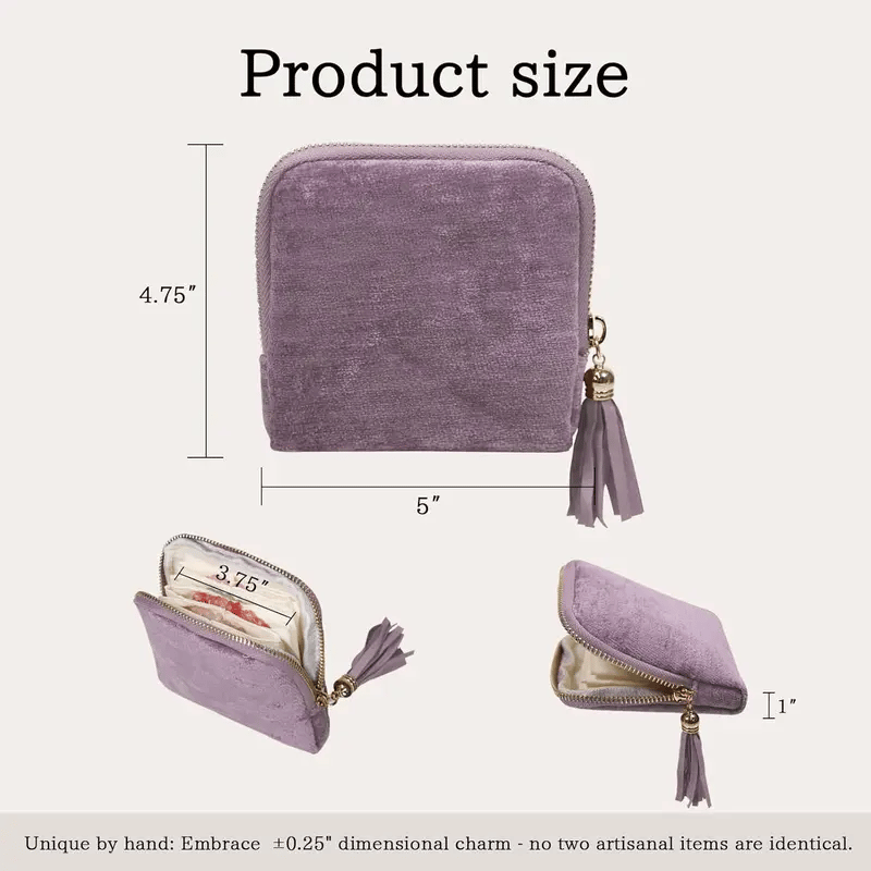 Portable Travel Jewelry Zippered Pocket Case