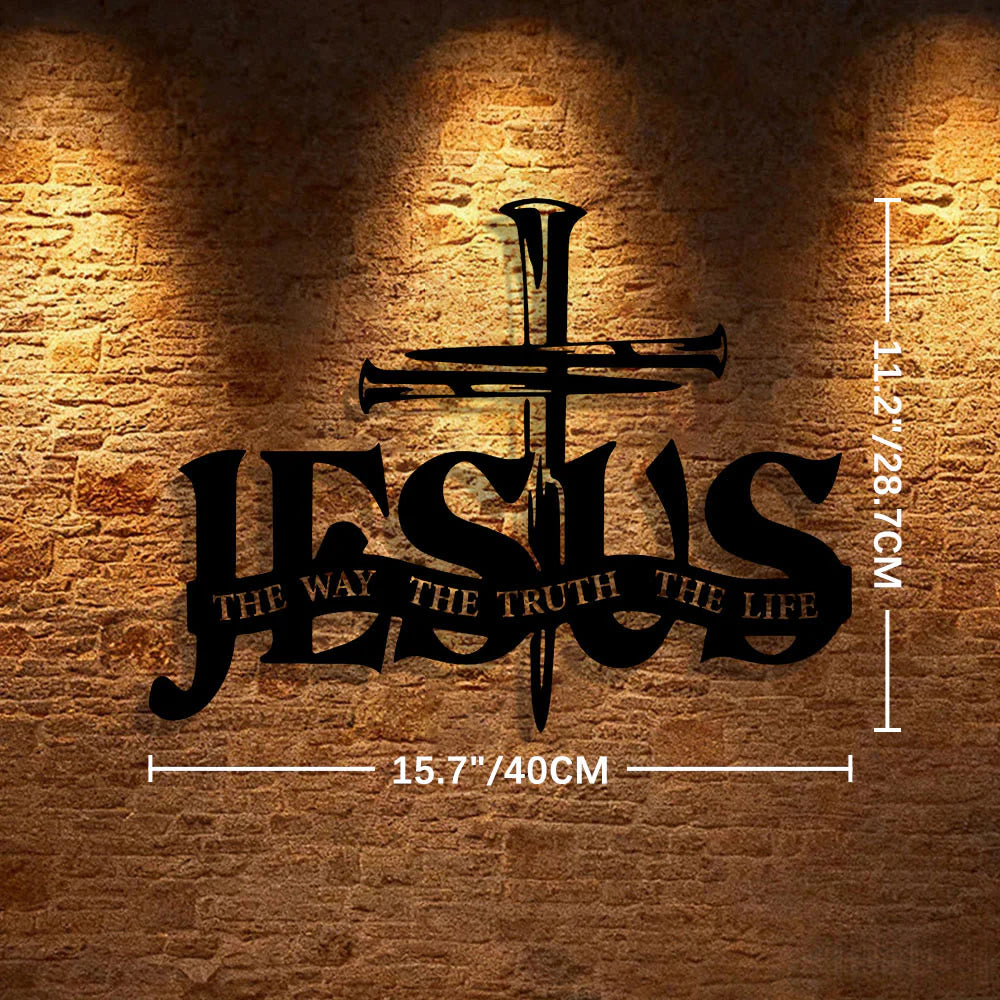 Faithful Jesus & Cross Design Metal Wall Decor Home Decoration