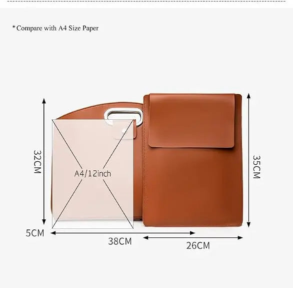 PU Leather 2-in-1 Laptop Sleeve&Pouch Set with Metallic Handle