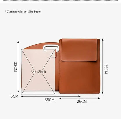 PU Leather 2-in-1 Laptop Sleeve&Pouch Set with Metallic Handle
