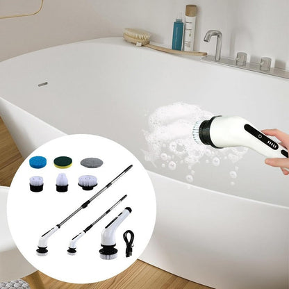 Piulelife™ 8 Replaceable Brush Heads Electric Spin Scrubber Cordless Shower Cleaner