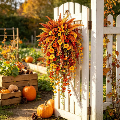 🍂🍁 ARTIFICIAL FALL HARVEST HANGING BASKET